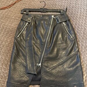 RUDSAK Textured Black Leather Pencil Skirt